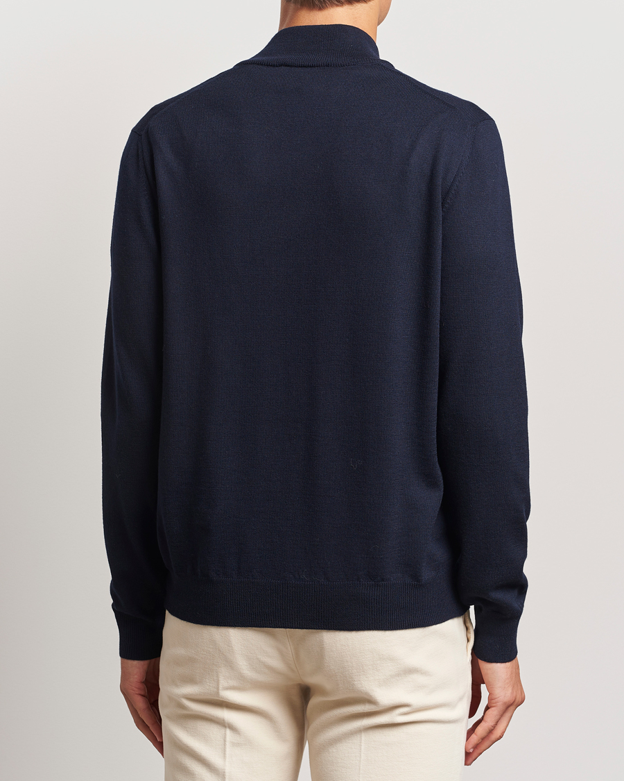 Men | Sweaters & Knitwear | Gran Sasso | Merino Fashion Fit Half Zip Navy