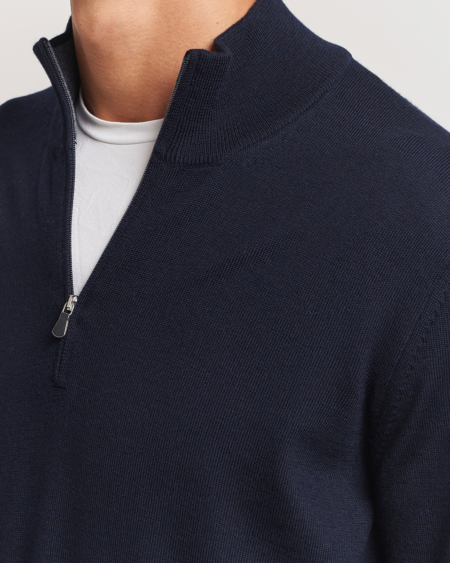 Men | Sweaters & Knitwear | Gran Sasso | Merino Fashion Fit Half Zip Navy