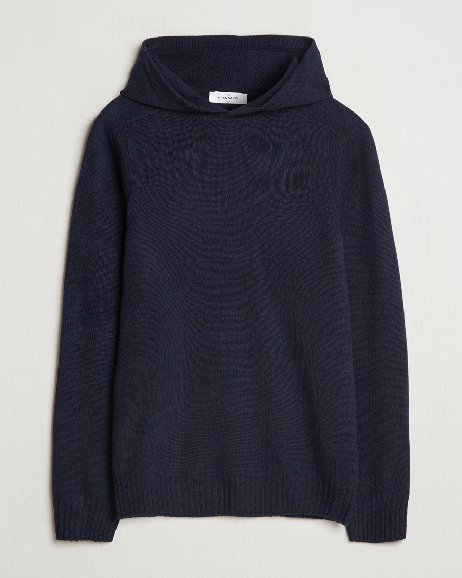 Men | Sweaters & Knitwear | Gran Sasso | Wool Hoodie Navy