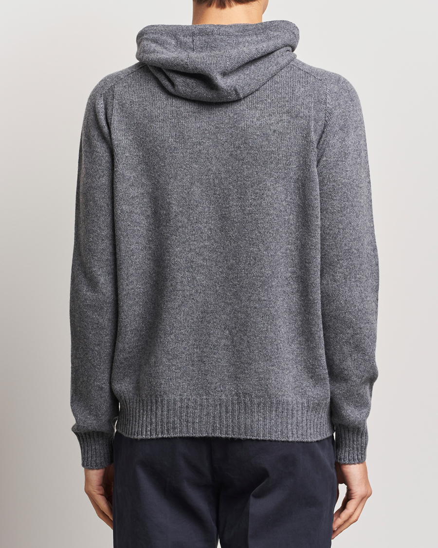 Men | Sweaters & Knitwear | Gran Sasso | Full Zip Wool Hoodie Grey Melange