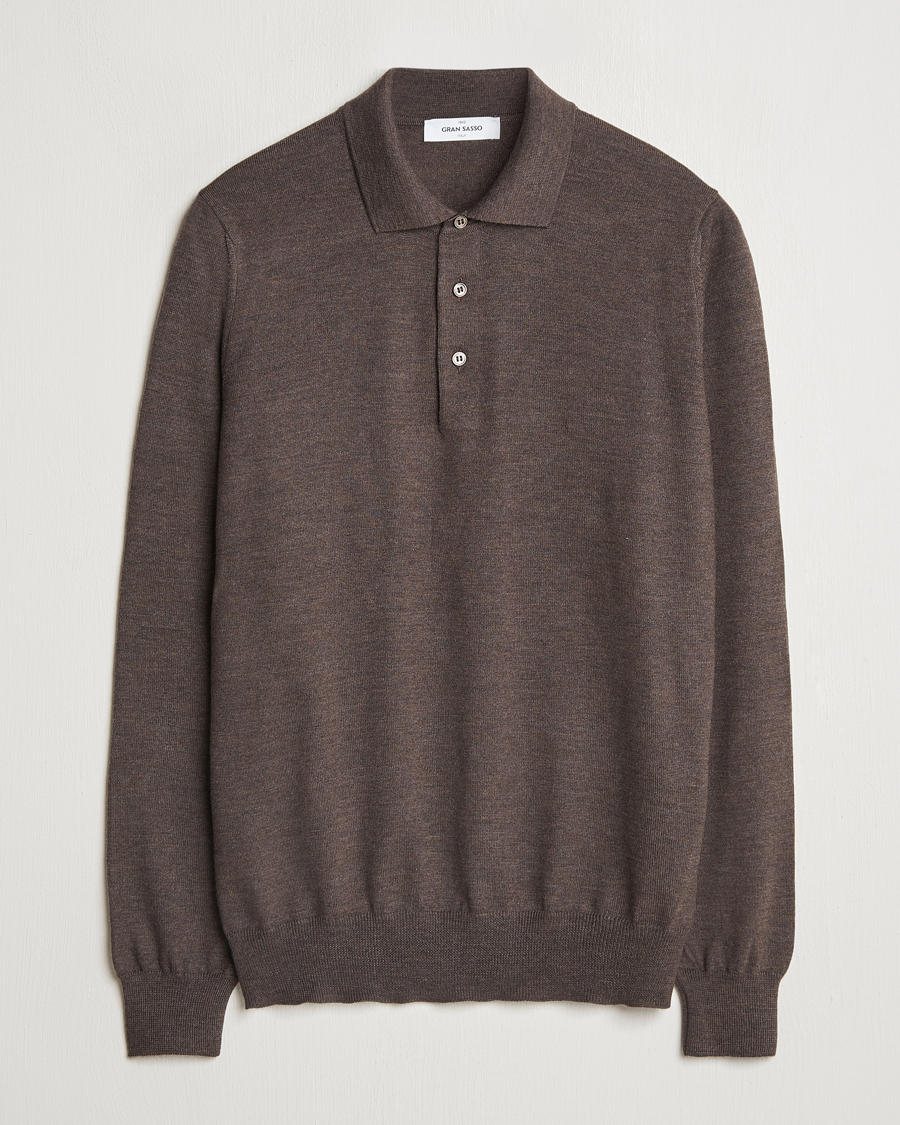 Men | Sweaters & Knitwear | Gran Sasso | Merino Fashion Fit Polo Brown
