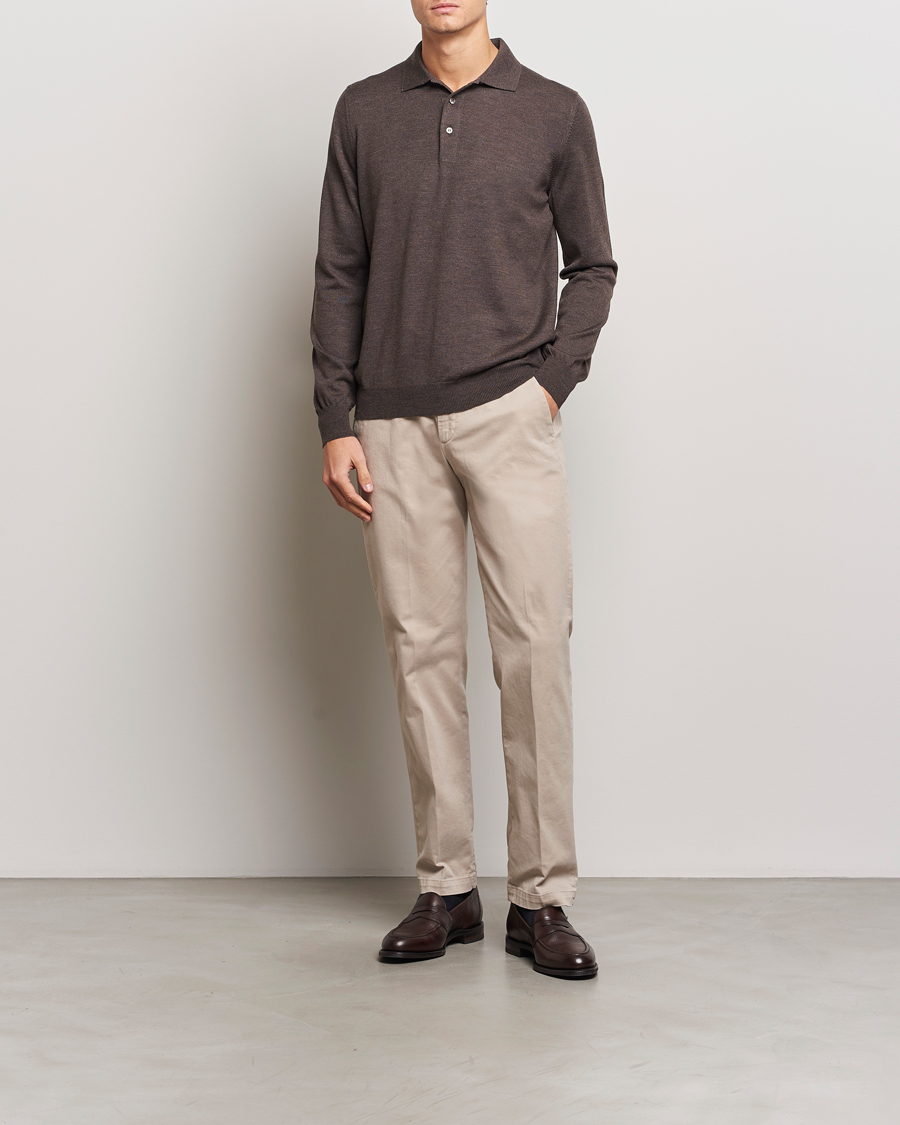 Men | Sweaters & Knitwear | Gran Sasso | Merino Fashion Fit Polo Brown