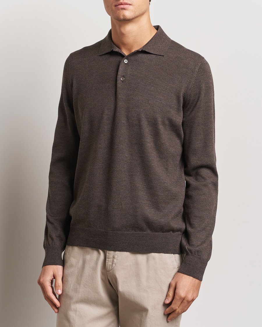 Men | Sweaters & Knitwear | Gran Sasso | Merino Fashion Fit Polo Brown