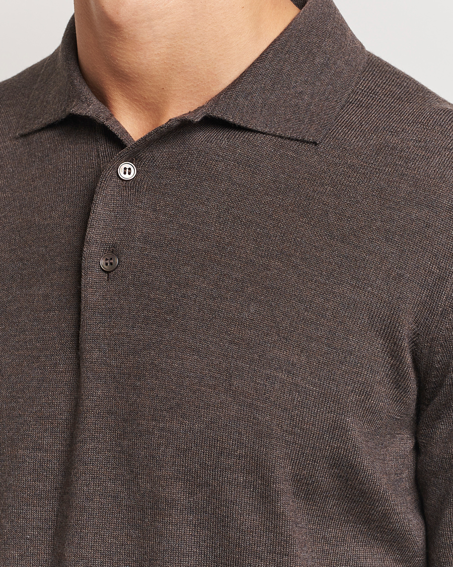 Men | Sweaters & Knitwear | Gran Sasso | Merino Fashion Fit Polo Brown