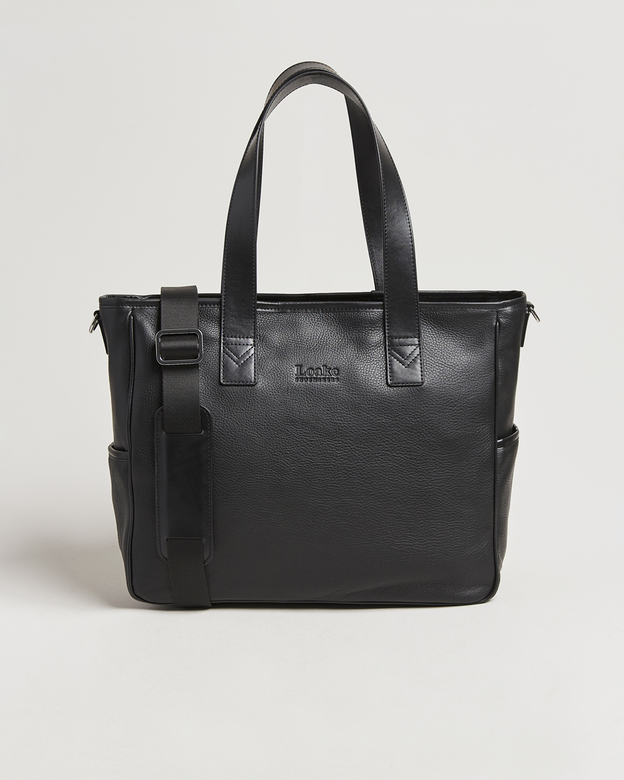 Men | Bags | Loake 1880 | Grained Leather Tote Black