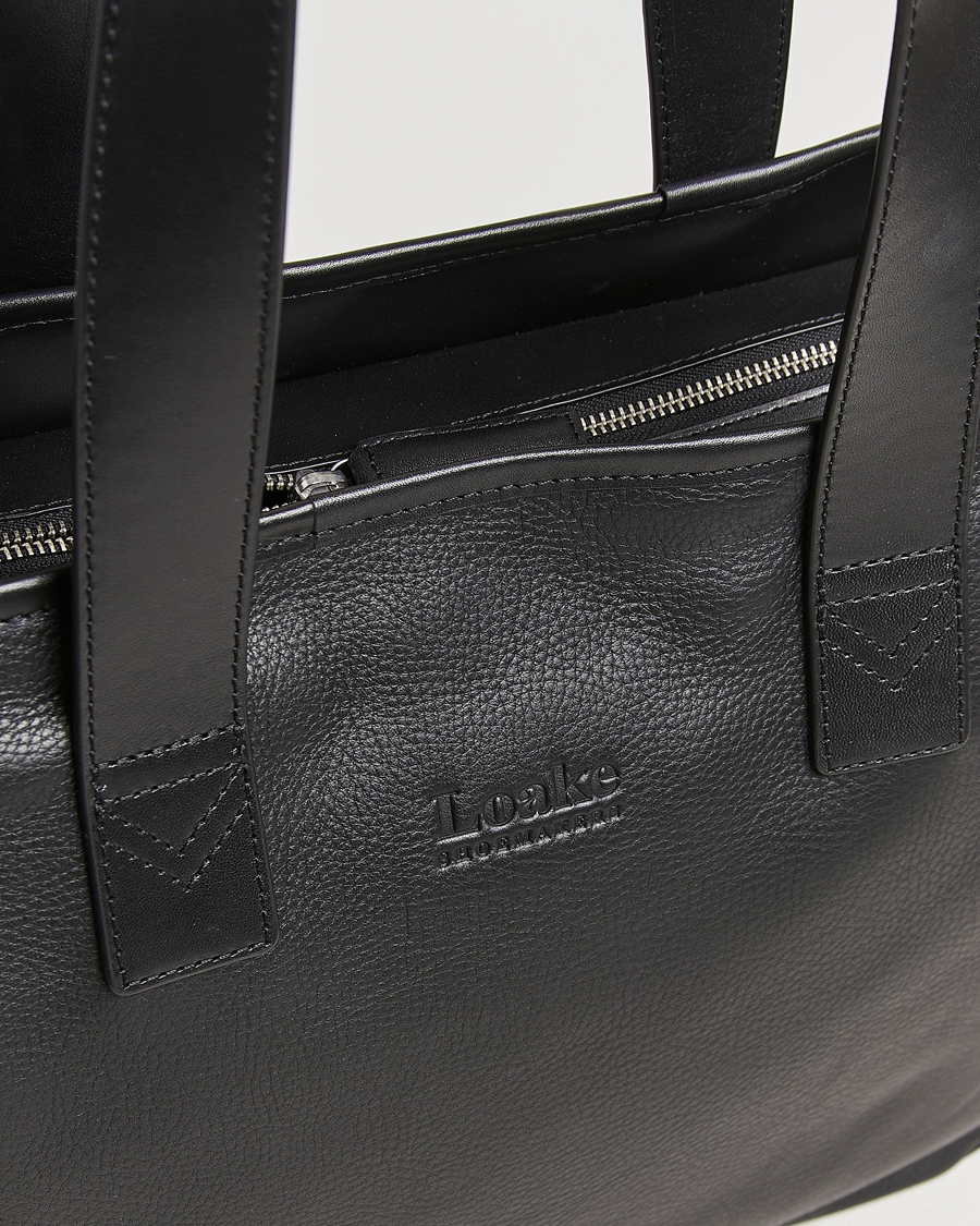Men | Bags | Loake 1880 | Grained Leather Tote Black