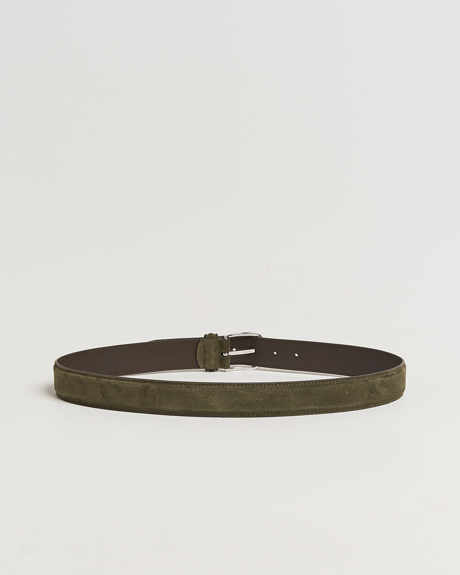 Men | Belts | Anderson's | Suede 3,5 cm Belt Green