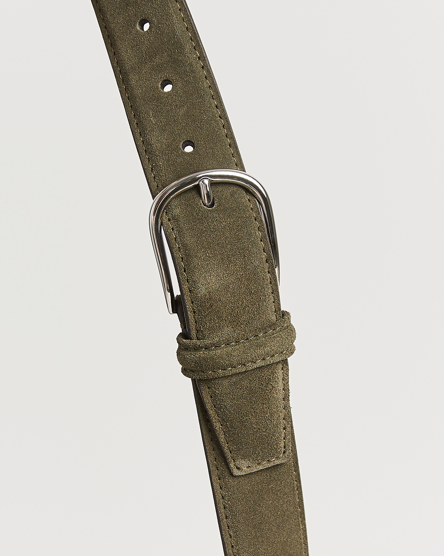 Men | Belts | Anderson's | Suede 3,5 cm Belt Green