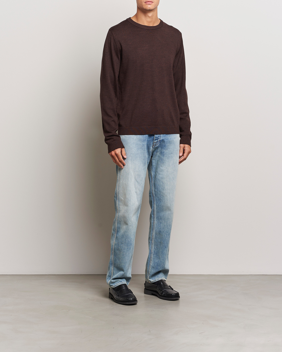 Men | Sweaters & Knitwear | A Day's March | Alagón Merino Crew Dark Brown