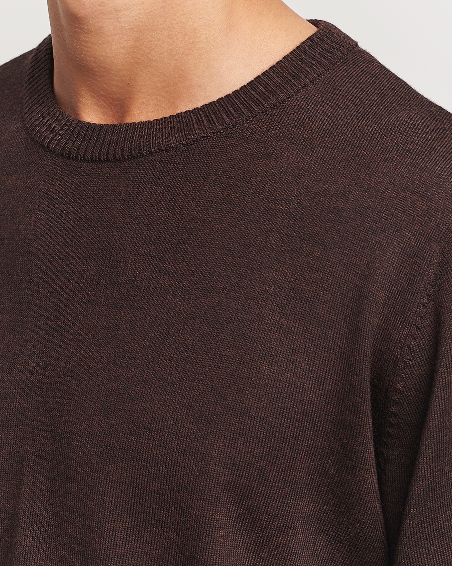 Men | Sweaters & Knitwear | A Day's March | Alagón Merino Crew Dark Brown