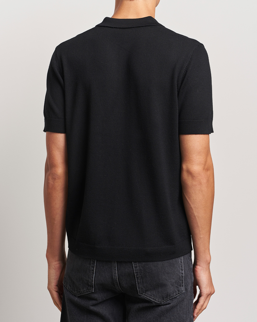 Men | Polo Shirts | A Day's March | Rosehall Short Sleeve Merino Polo Black