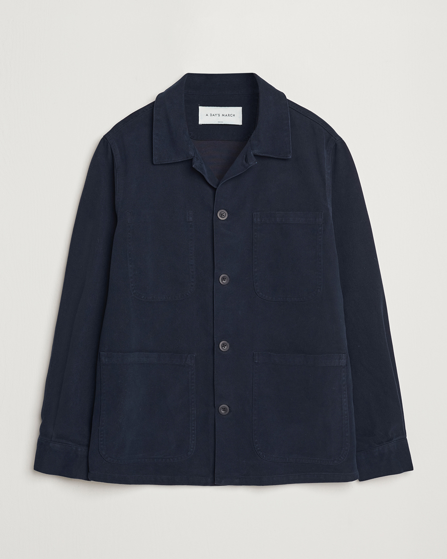 Men | Coats & Jackets | A Day's March | Algot Lyocell Overshirt Navy