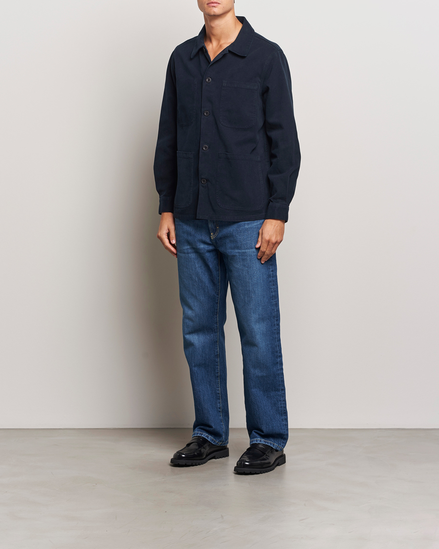 Men | Coats & Jackets | A Day's March | Algot Lyocell Overshirt Navy