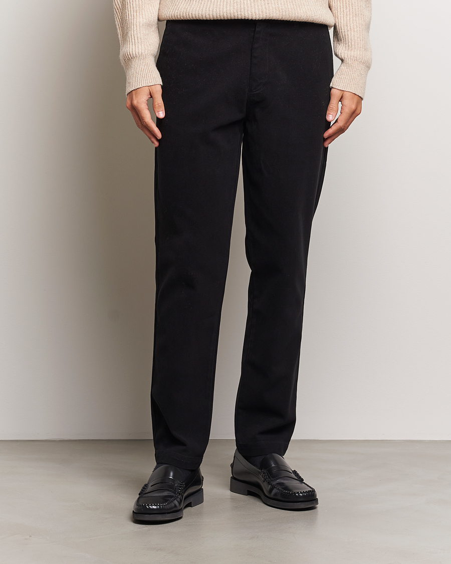 Men | Trousers | A Day's March | Miller Cotton Lyocell Trousers Black