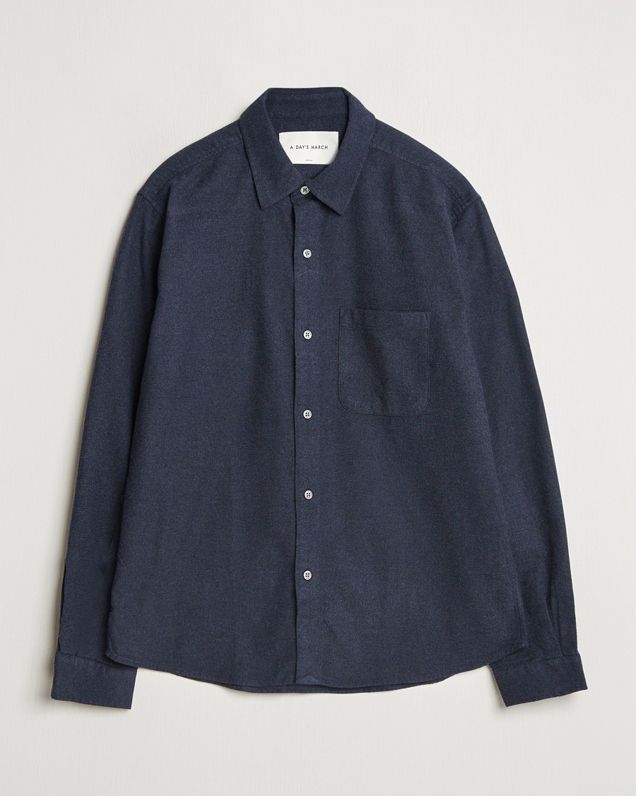 Men | Shirts | A Day's March | Newark Flannel Shirt Navy