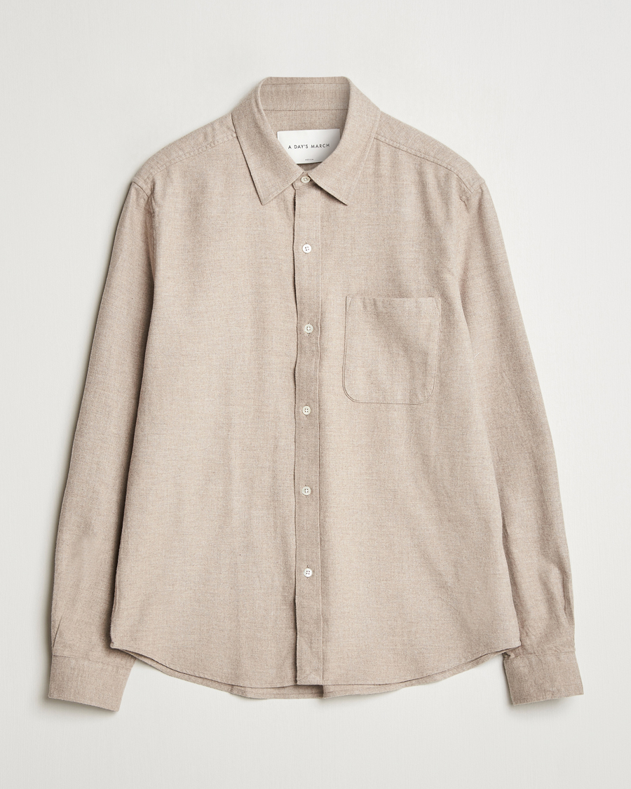 Men | Shirts | A Day's March | Newark Flannel Shirt Sand Melange