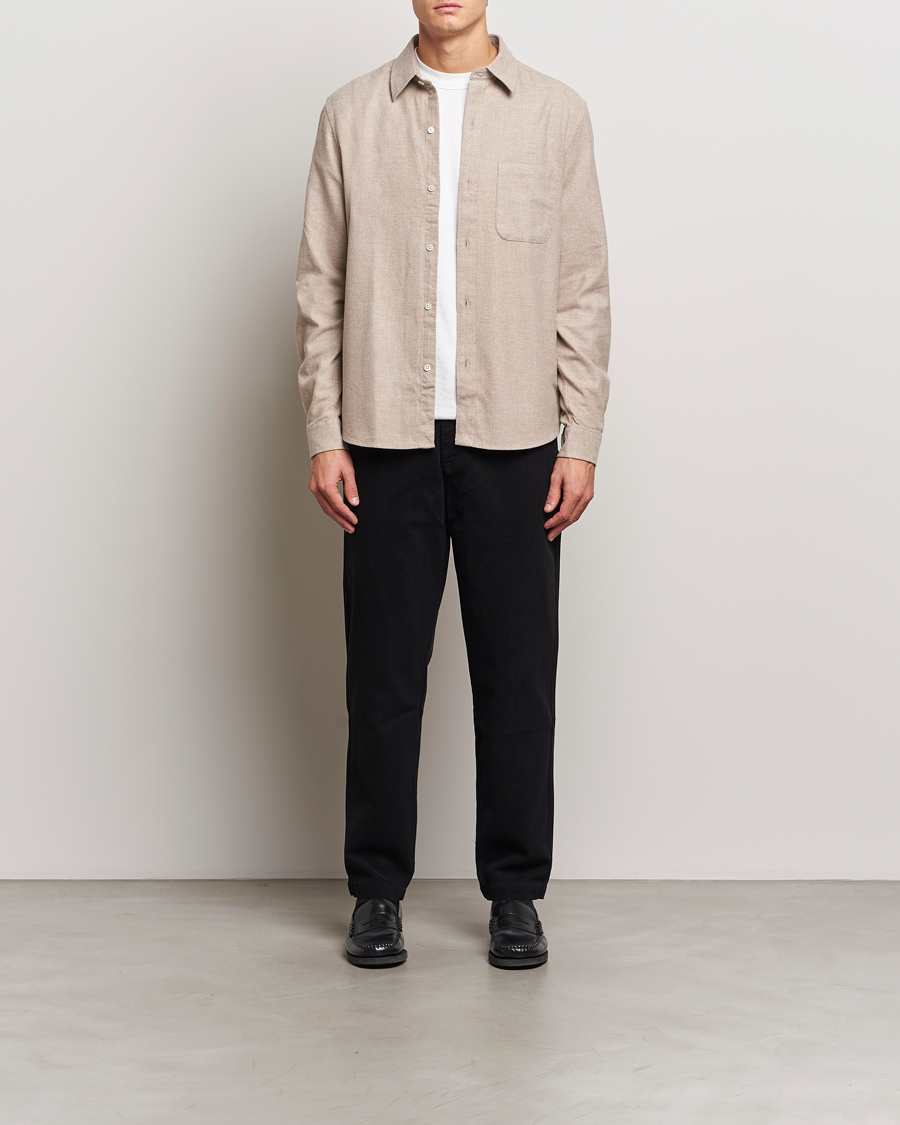 Men | Shirts | A Day's March | Newark Flannel Shirt Sand Melange