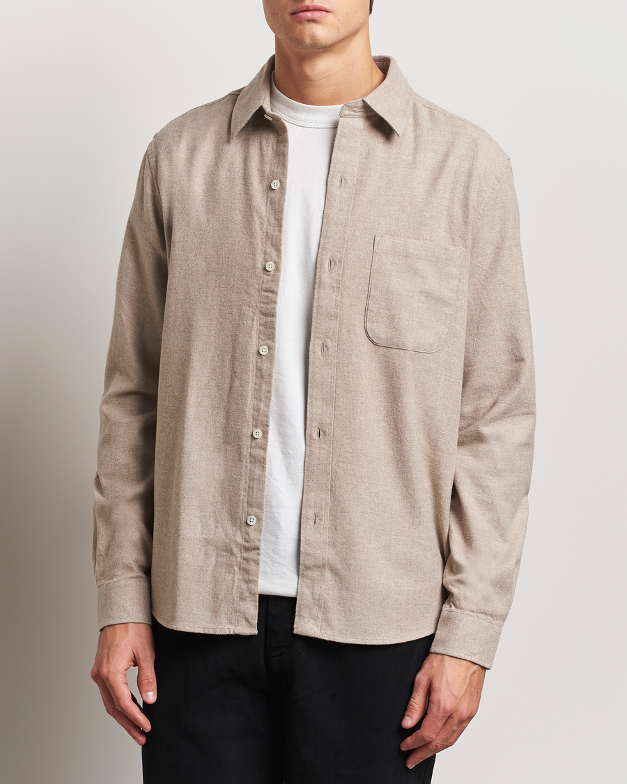Men | Shirts | A Day's March | Newark Flannel Shirt Sand Melange