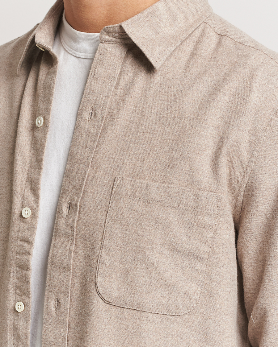 Men | Shirts | A Day's March | Newark Flannel Shirt Sand Melange