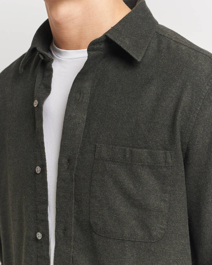 Men | Shirts | A Day's March | Newark Flannel Shirt Dark Green