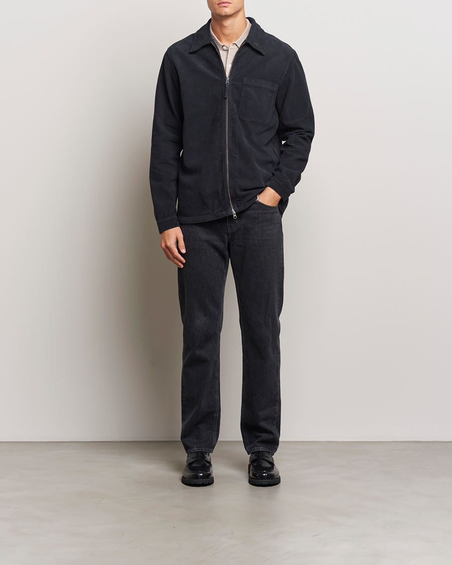 Men | Shirts | A Day's March | Fraser Zip Corduroy Overshirt Black