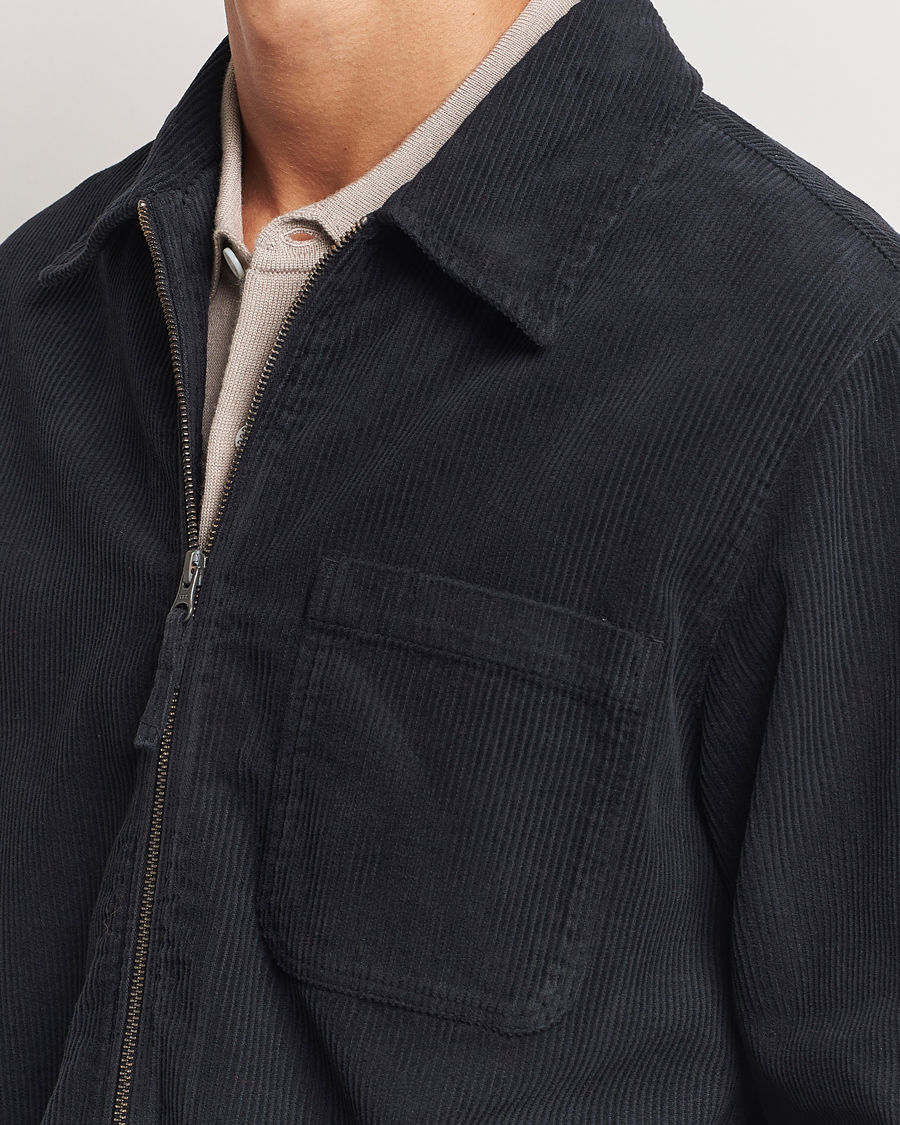 Men | Shirts | A Day's March | Fraser Zip Corduroy Overshirt Black
