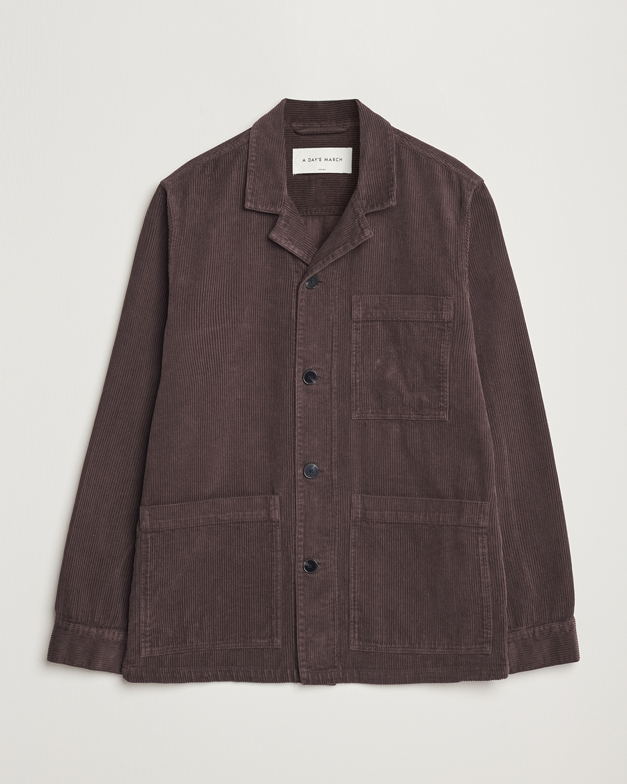 Men | Shirts | A Day's March | Banagher Corduroy Overshirt Chocolate