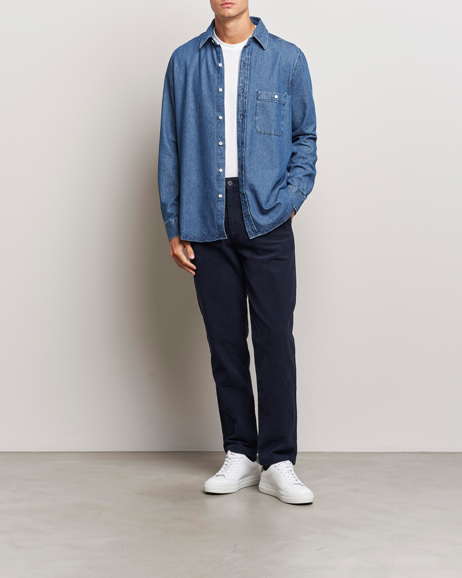 Men | Trousers | A Day's March | Miller Corduroy Trousers Navy