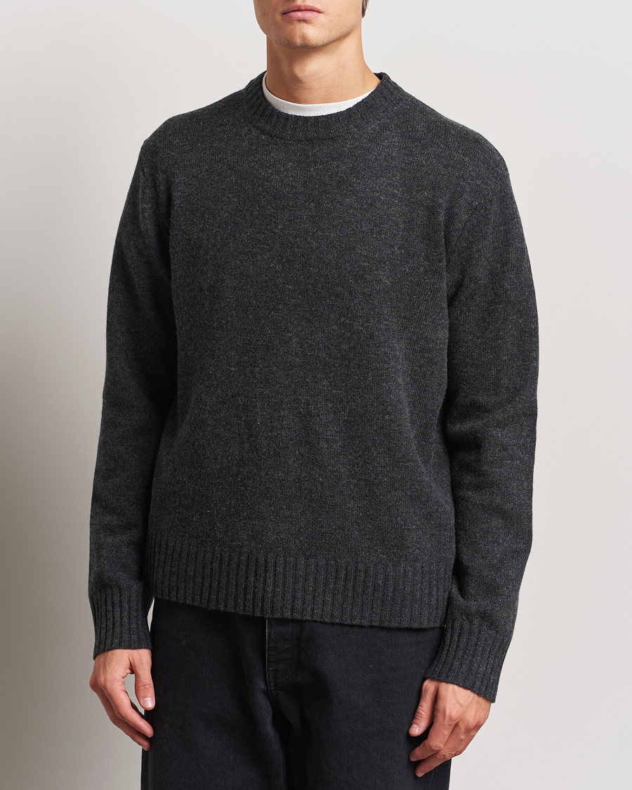 Men | Sweaters & Knitwear | A Day's March | Marlow Lambswool Crew Black Melange