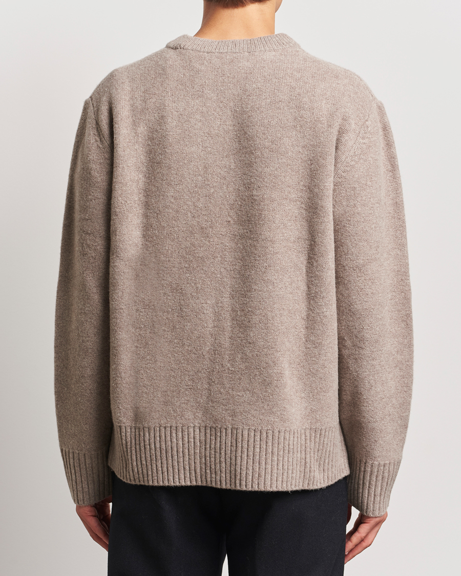 Men | Sweaters & Knitwear | A Day's March | Tietar Boiled Merino Sweater Taupe Melange