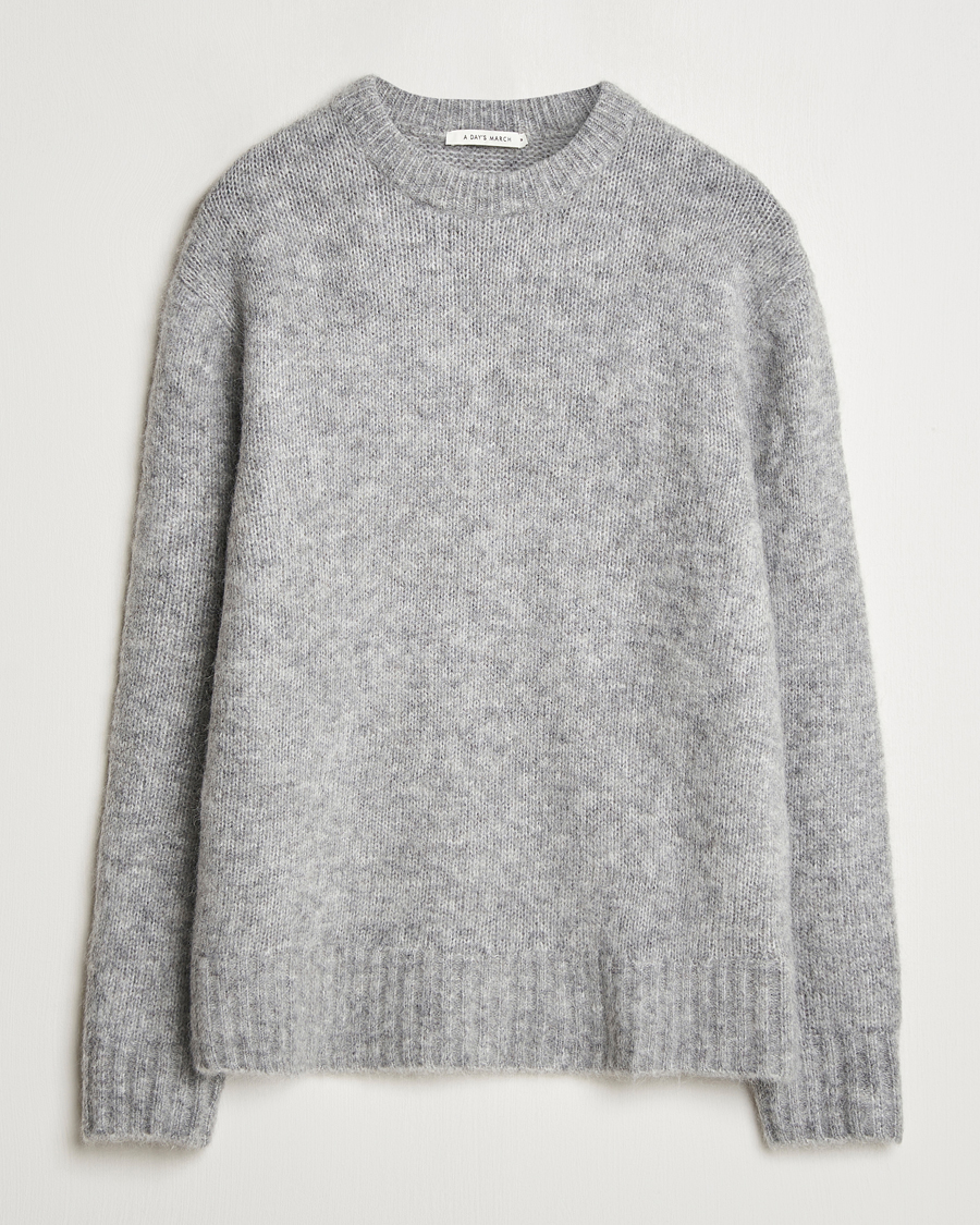 Men | Sweaters & Knitwear | A Day's March | Tietar Mohair Sweater Grey Melange