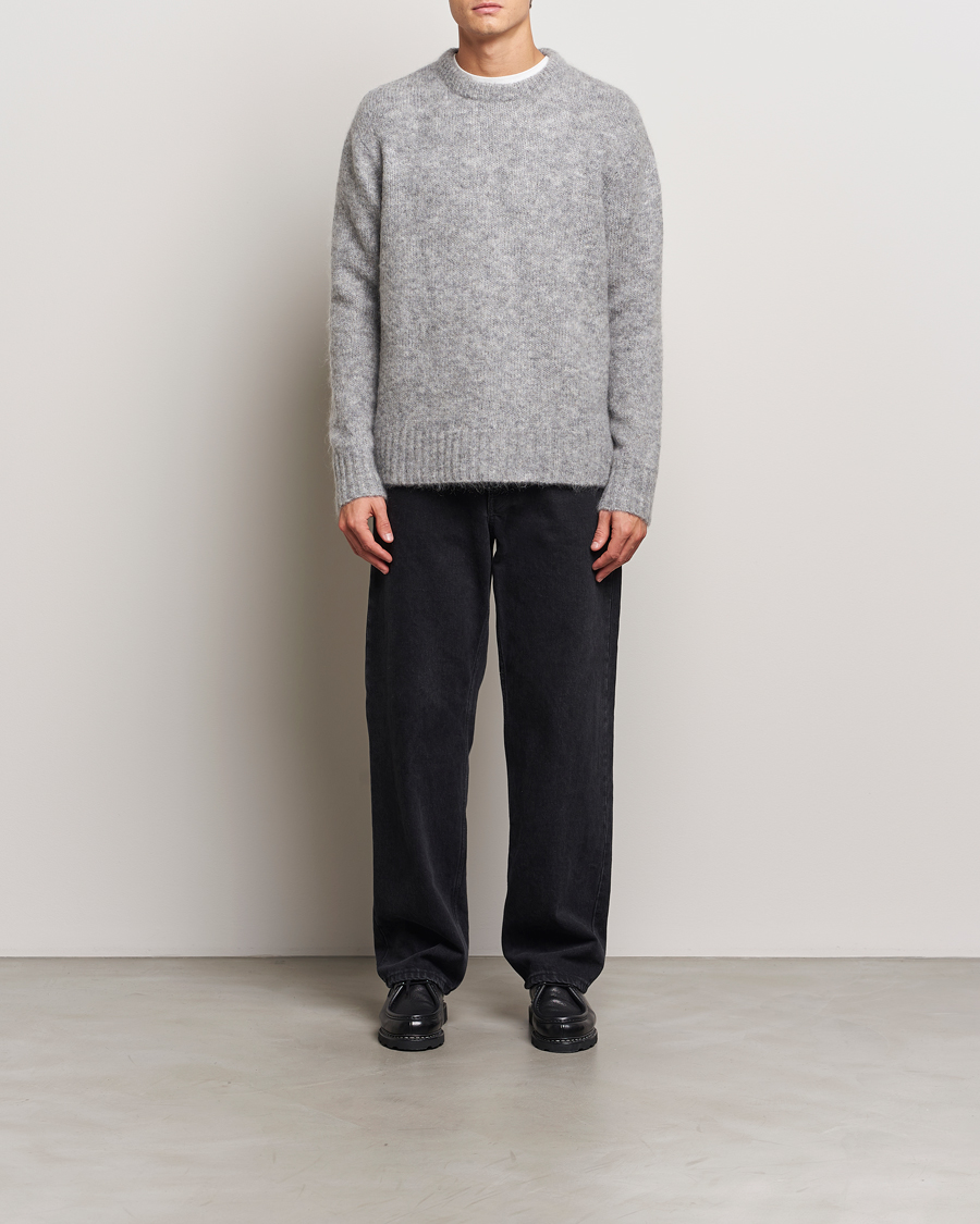 Men | Sweaters & Knitwear | A Day's March | Tietar Mohair Sweater Grey Melange