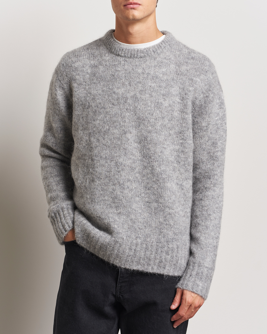 Men | Sweaters & Knitwear | A Day's March | Tietar Mohair Sweater Grey Melange