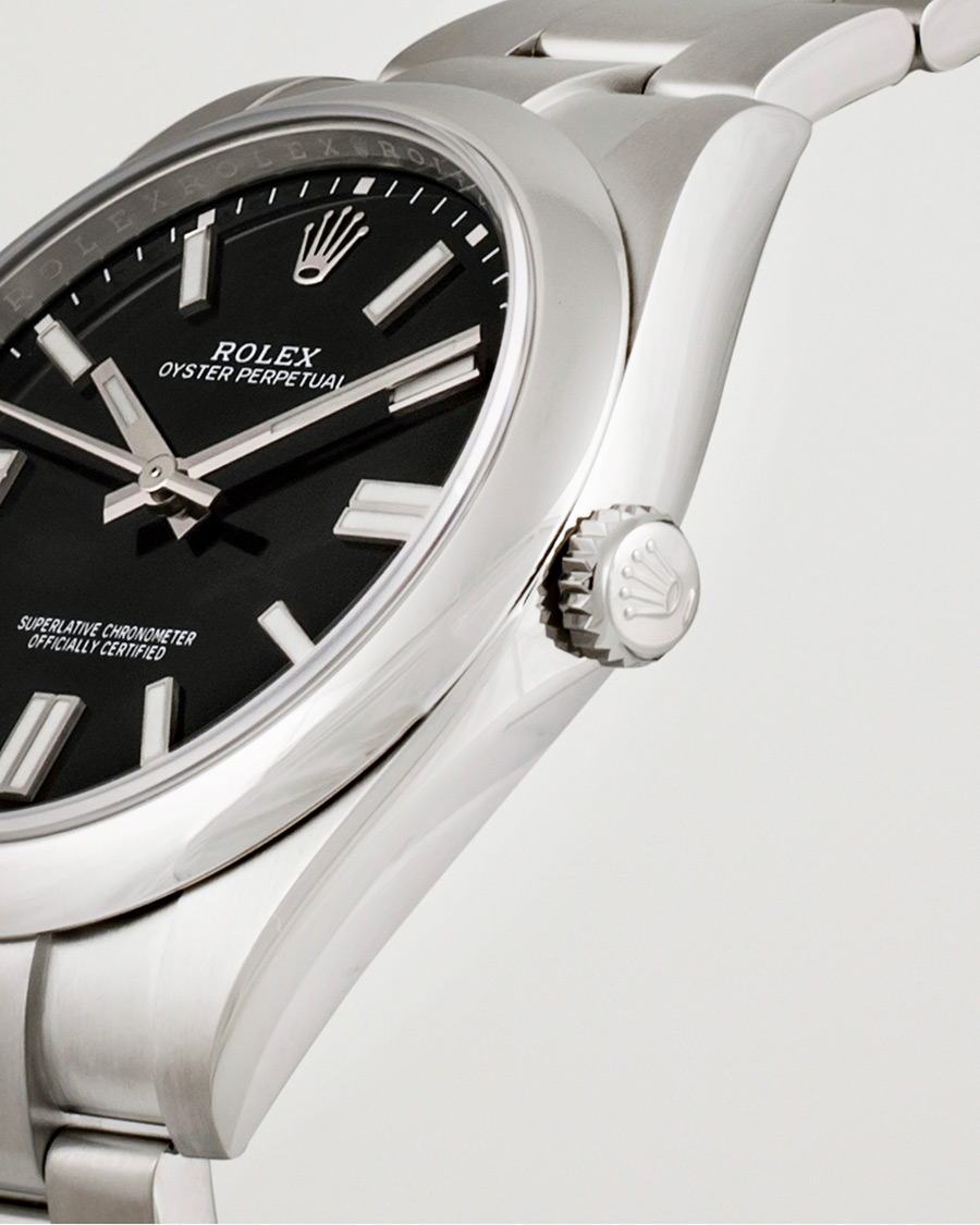 Men | Rolex Pre-Owned Oyster Perpetual 124300 Black Silver | Rolex Pre-Owned | Oyster Perpetual 124300 Black Silver