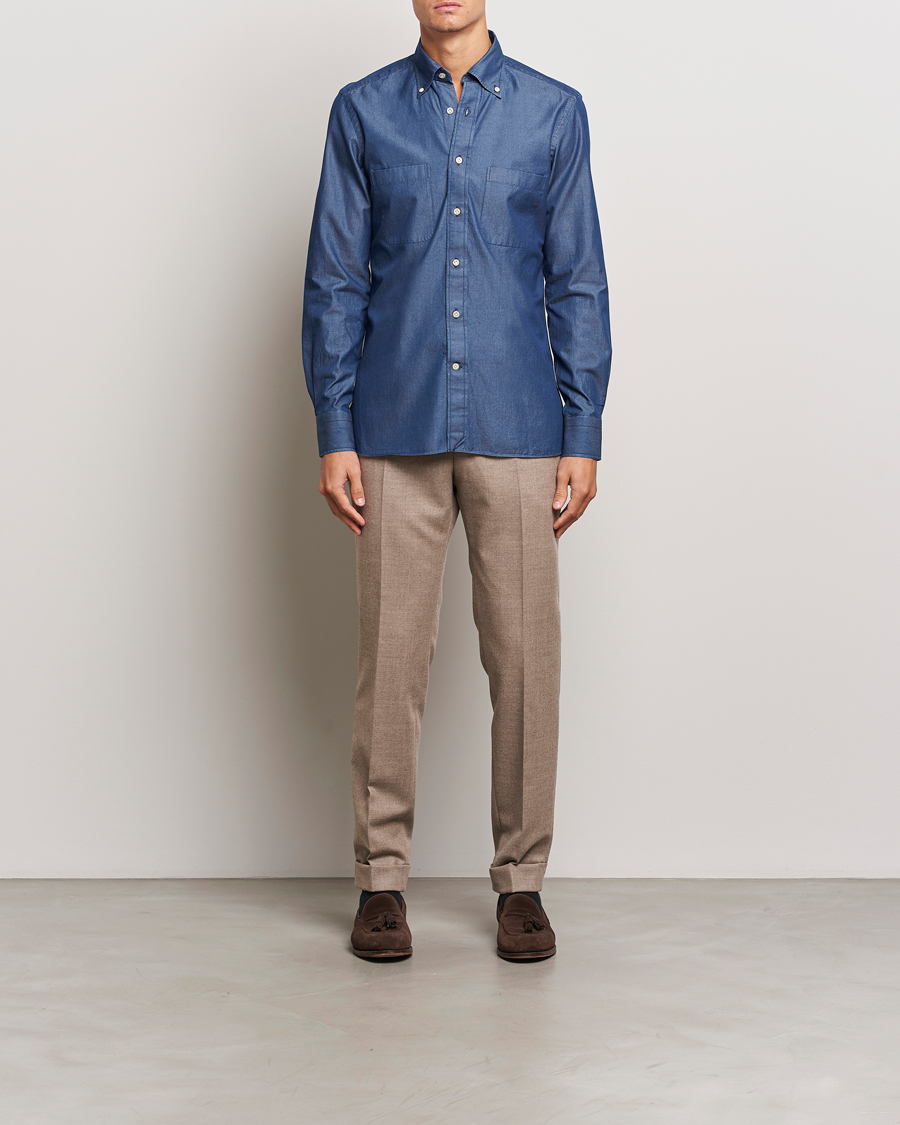 Men | Shirts | 100Hands | Beverly Bata Wash Denim Shirt Blue