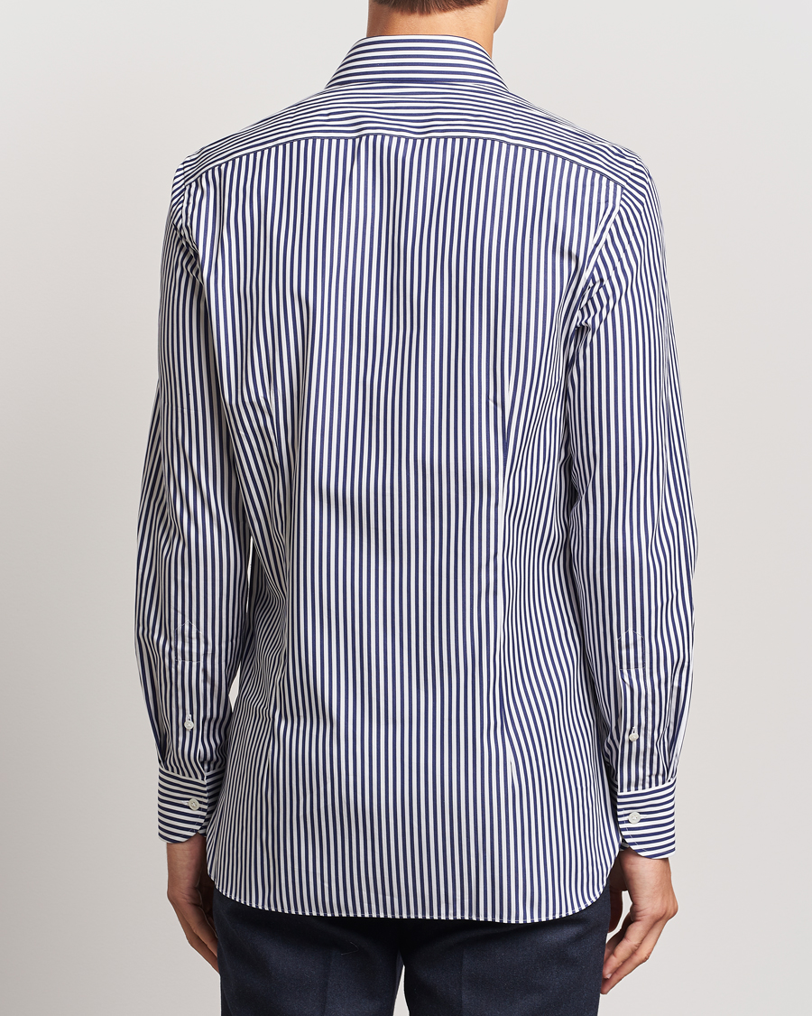 Men | Shirts | 100Hands | Striped Cut Away Cotton Shirt Navy