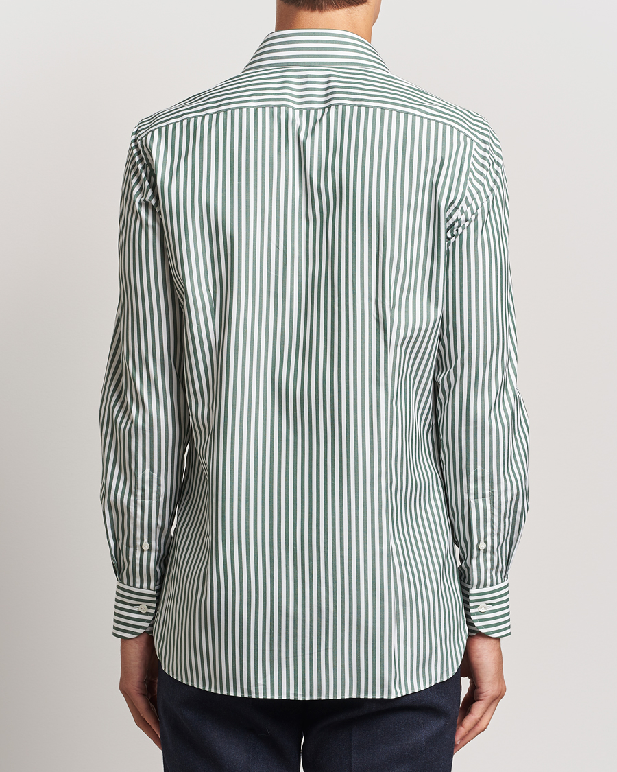 Men | Shirts | 100Hands | Striped Cut Away Cotton Shirt Green