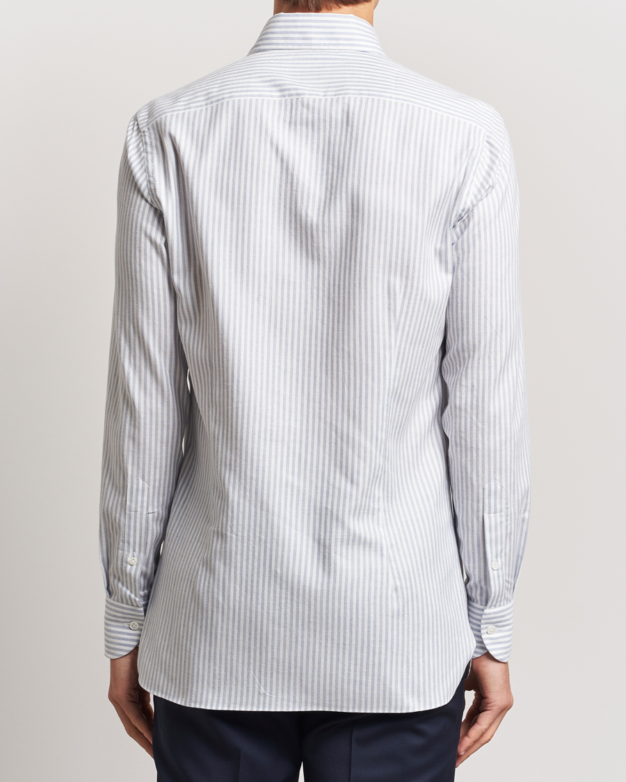Men | Shirts | 100Hands | Microstripe Cashmere Shirt Light Blue