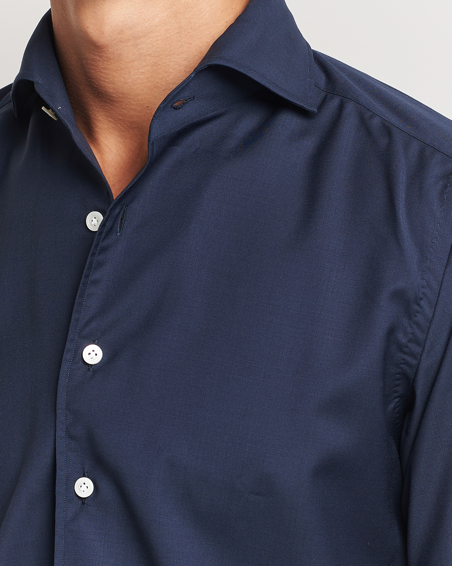 Men | Shirts | 100Hands | Full Spread Wool Shirt Navy