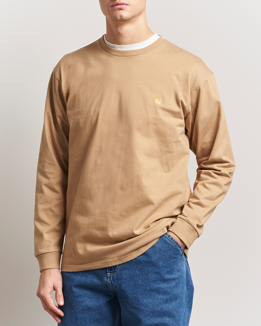 Men | T-Shirts | Carhartt WIP | Chase Combed Cotton Long Sleeve T-Shirt Dusty H Brown