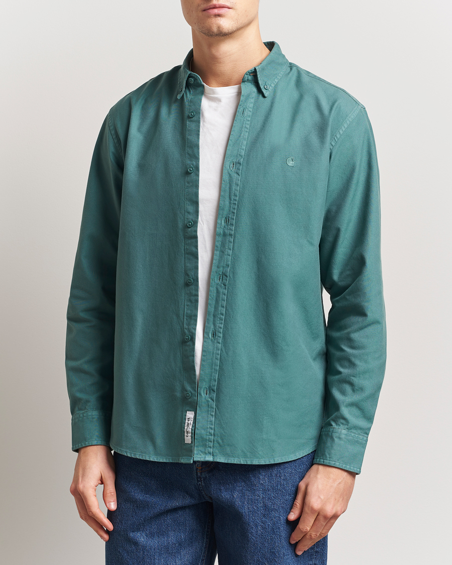 Men | Shirts | Carhartt WIP | Bolton Cotton Oxford Shirt Silver Pine