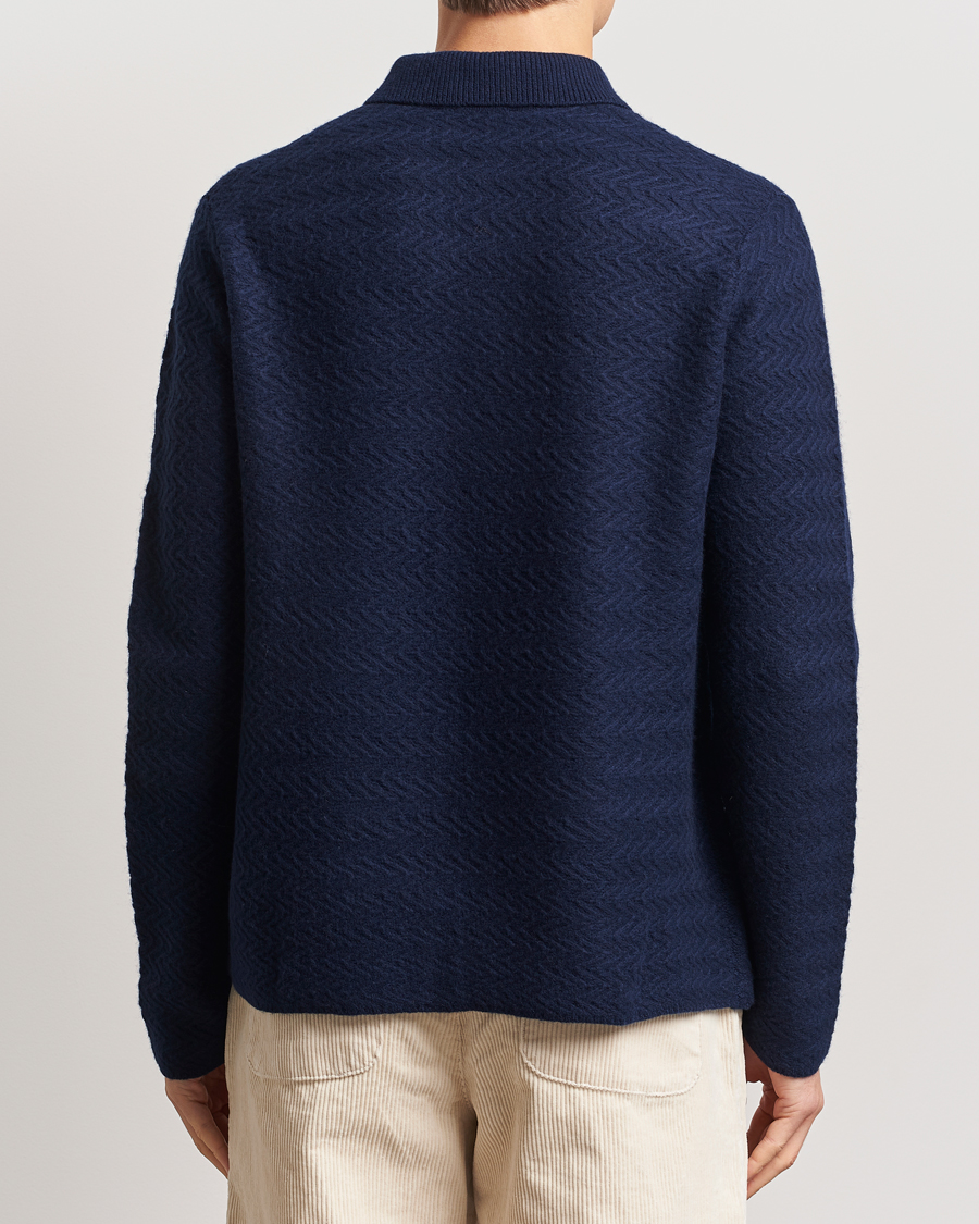 Men | Sweaters & Knitwear | LES DEUX | Finnegan Knit Shirt Cardigan Dark Navy