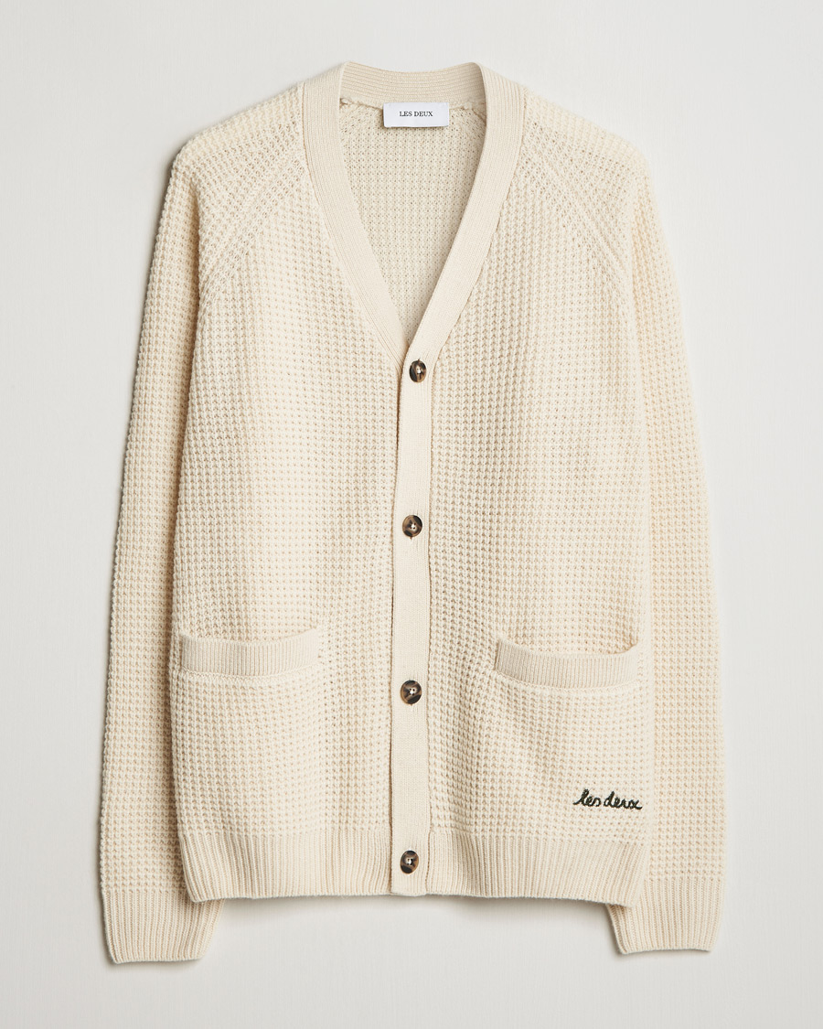 Men | Sweaters & Knitwear | LES DEUX | Grady Waffle Cardigan Ivory