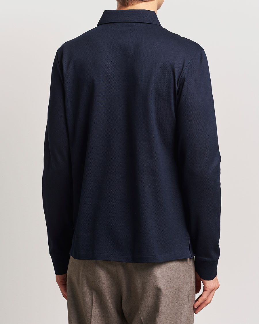 Men | Polo Shirts | Ralph Lauren Purple Label | Mercerized Cotton Long Sleeve Polo Chairman Navy
