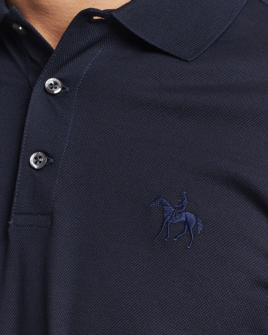Men | Polo Shirts | Ralph Lauren Purple Label | Mercerized Cotton Long Sleeve Polo Chairman Navy