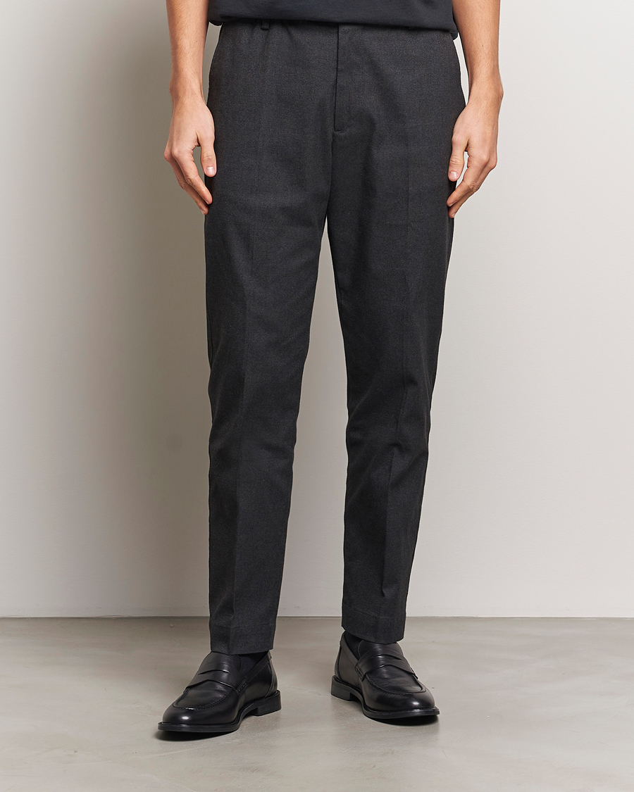 Men | Trousers | NN07 | Billie Brushed Drawstring Trousers Black Melange