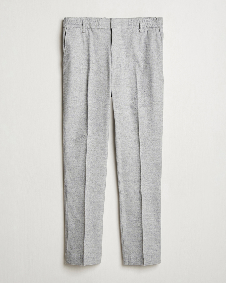 Men | Trousers | NN07 | Billie Brushed Drawstring Trousers Light Grey Melange
