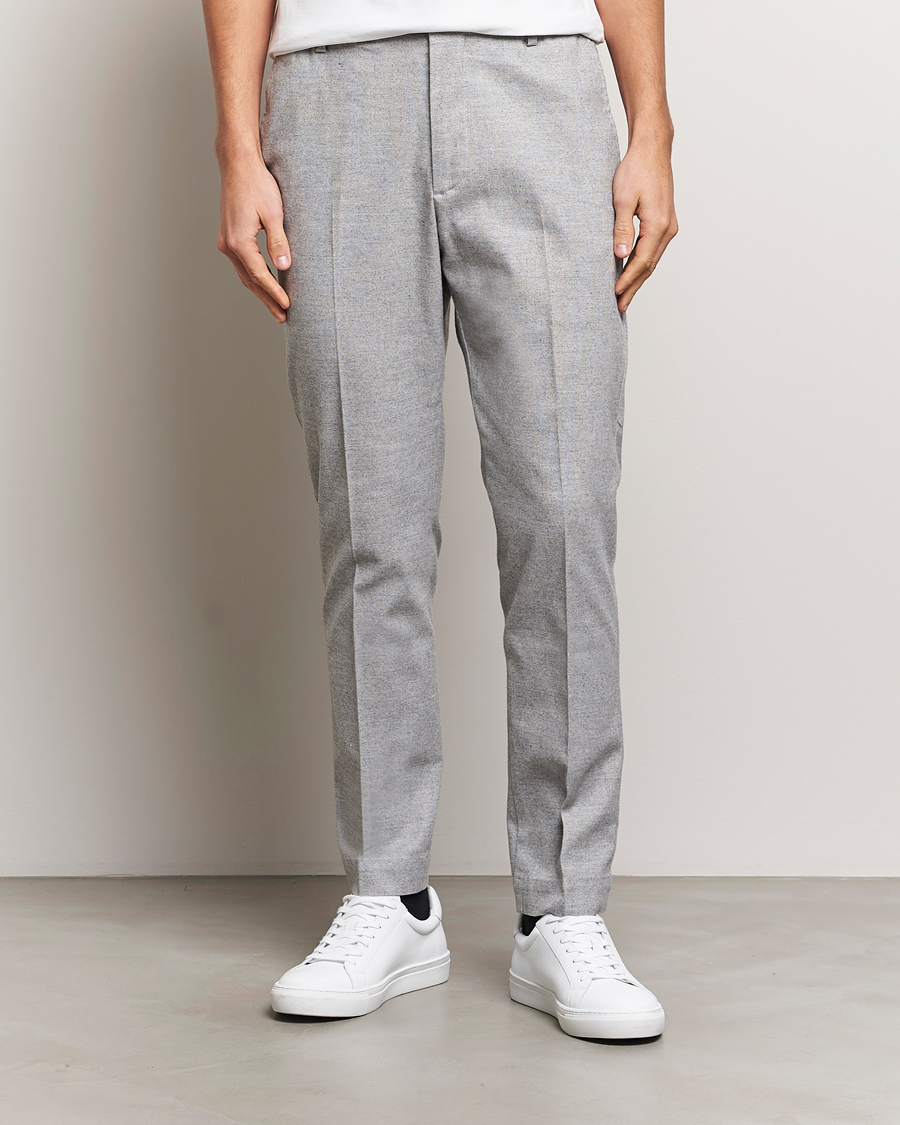 Men | Trousers | NN07 | Billie Brushed Drawstring Trousers Light Grey Melange