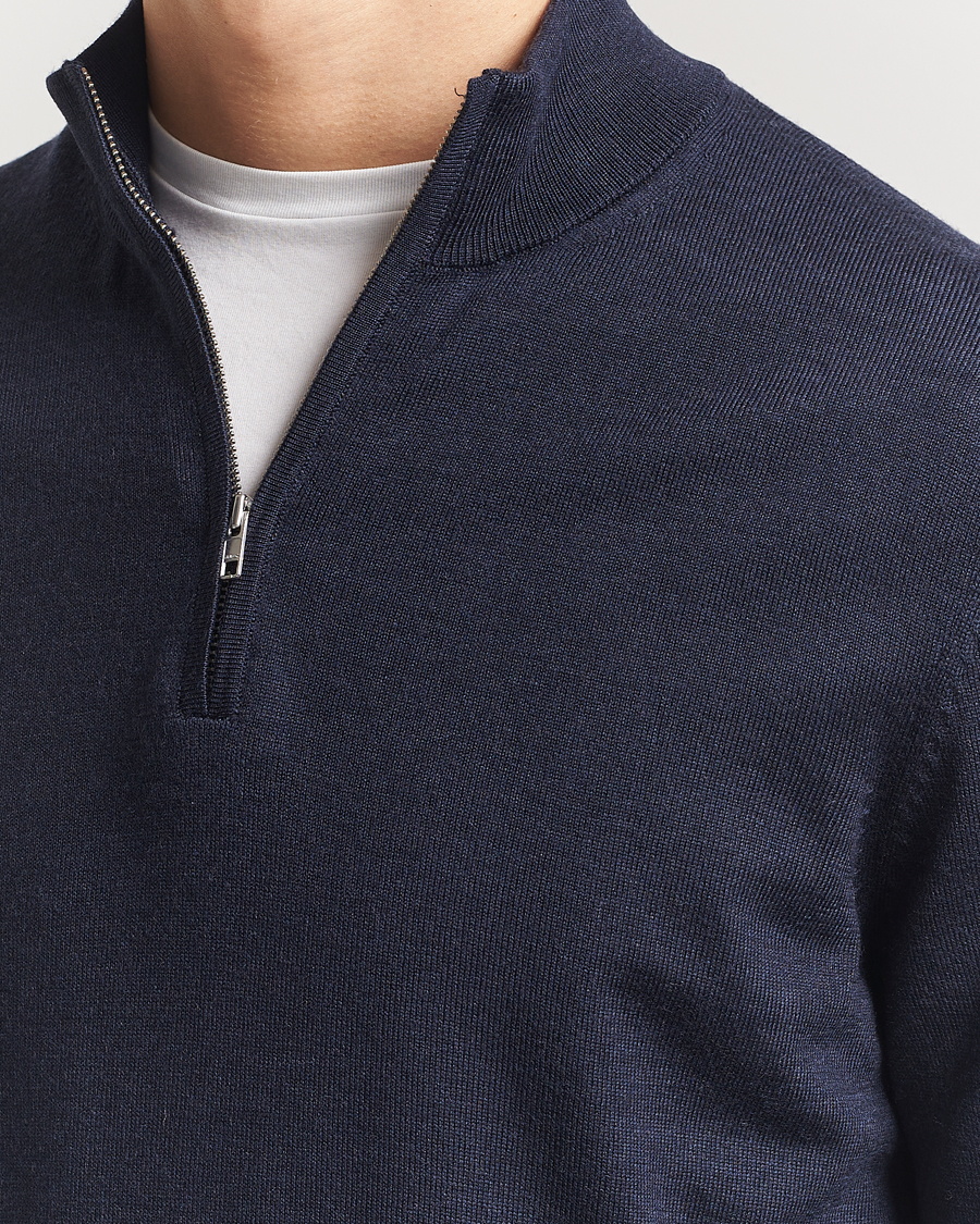 Men | Sweaters & Knitwear | NN07 | Sergio Merino Knitted Half Zip Navy Melange