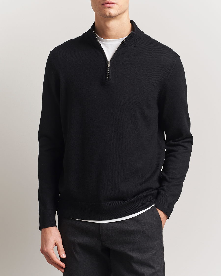 Men | Sweaters & Knitwear | NN07 | Sergio Merino Knitted Half Zip Black